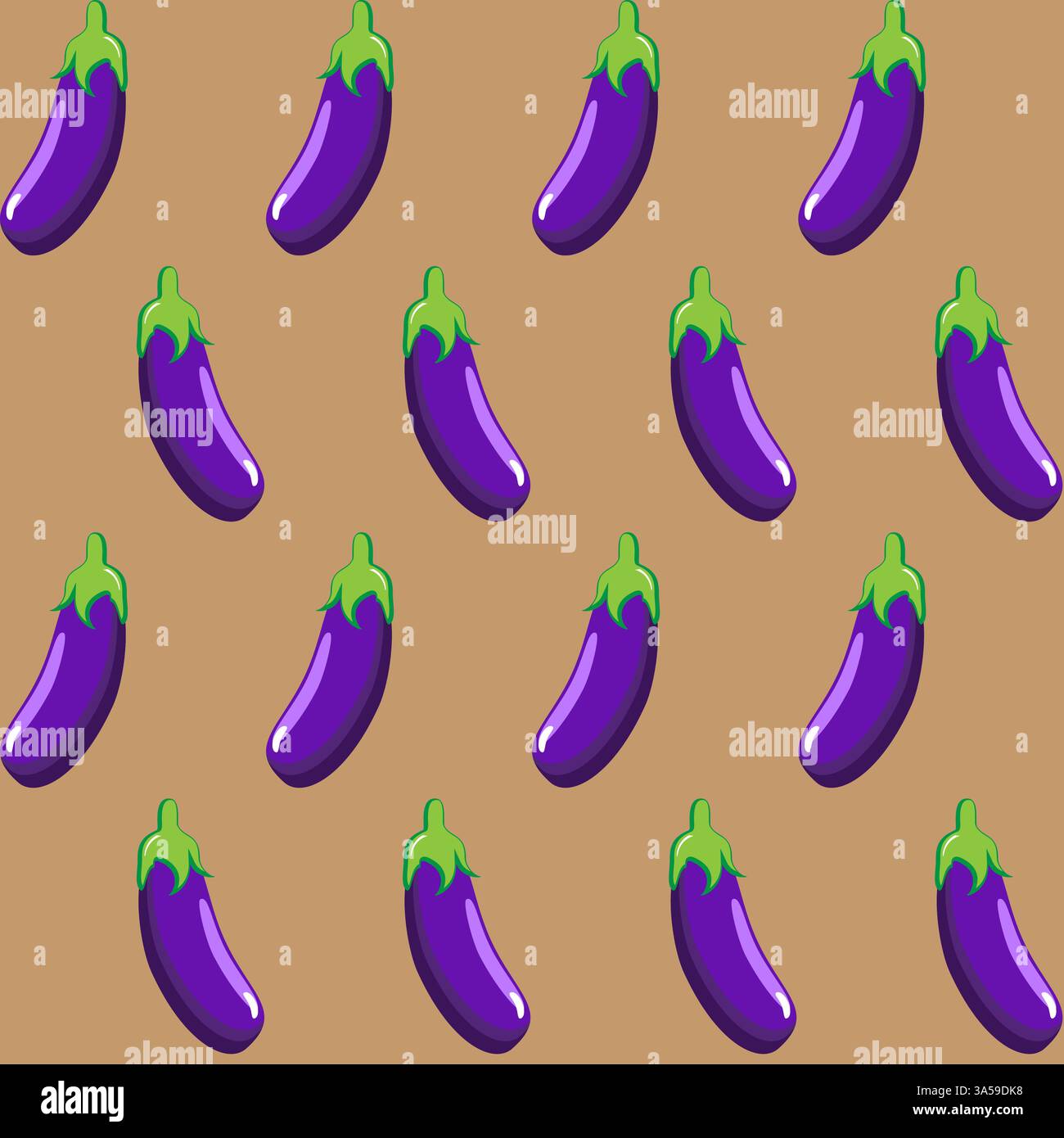 Eggplant stock vector seamless pattern on brown background wallpaper, pattern, web, blog, surface, textures, graphic & printing Stock Vector