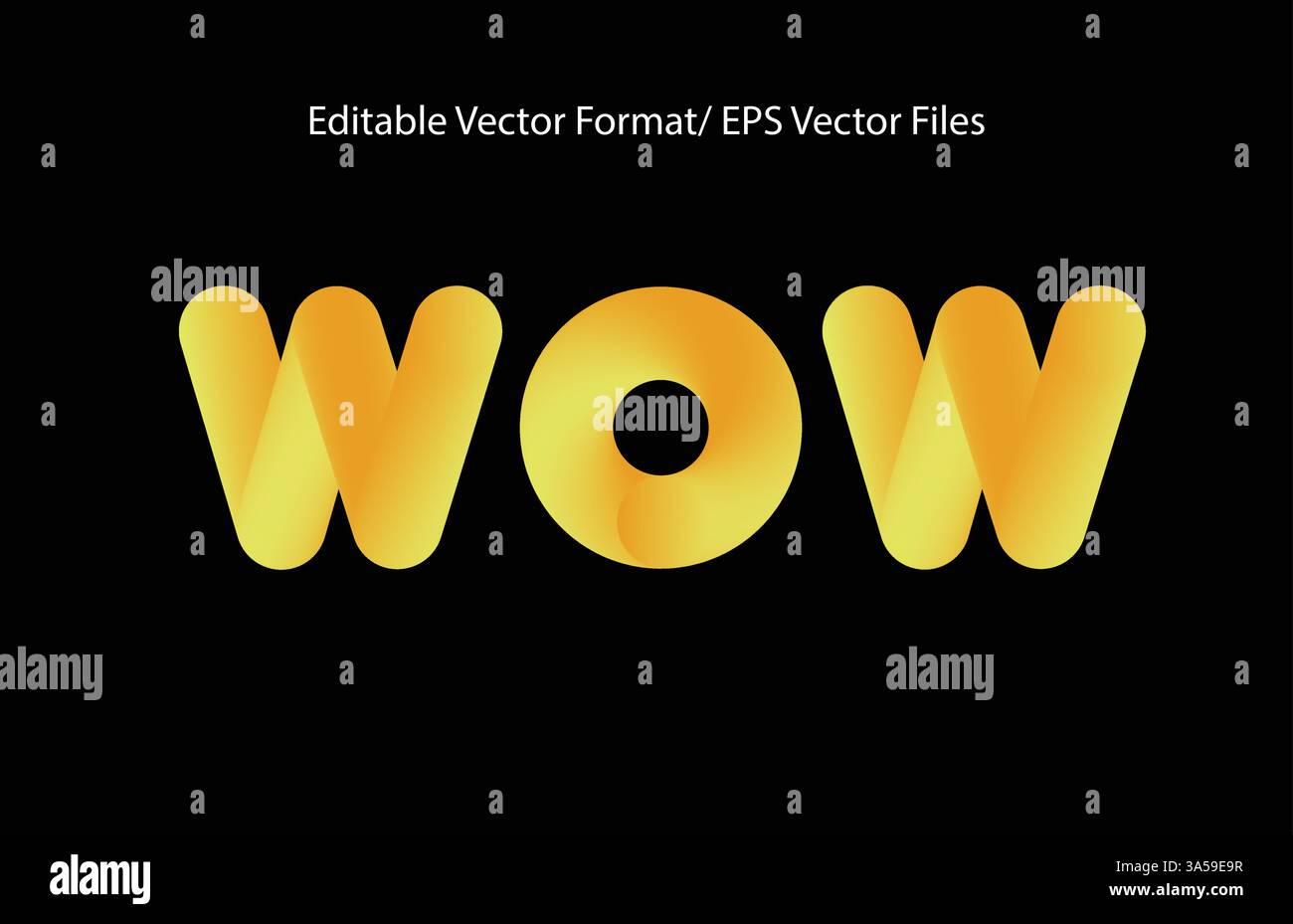 Text Style in Vector Wow text soft rounded bold gradient background Stock Vector
