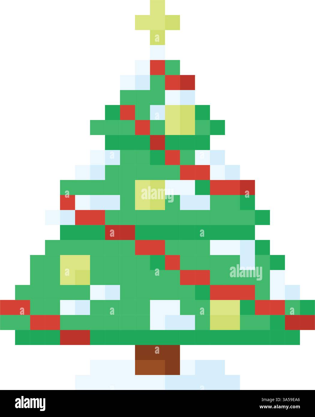 Christmas tree with snow, icon in 8 bit style Stock Vector