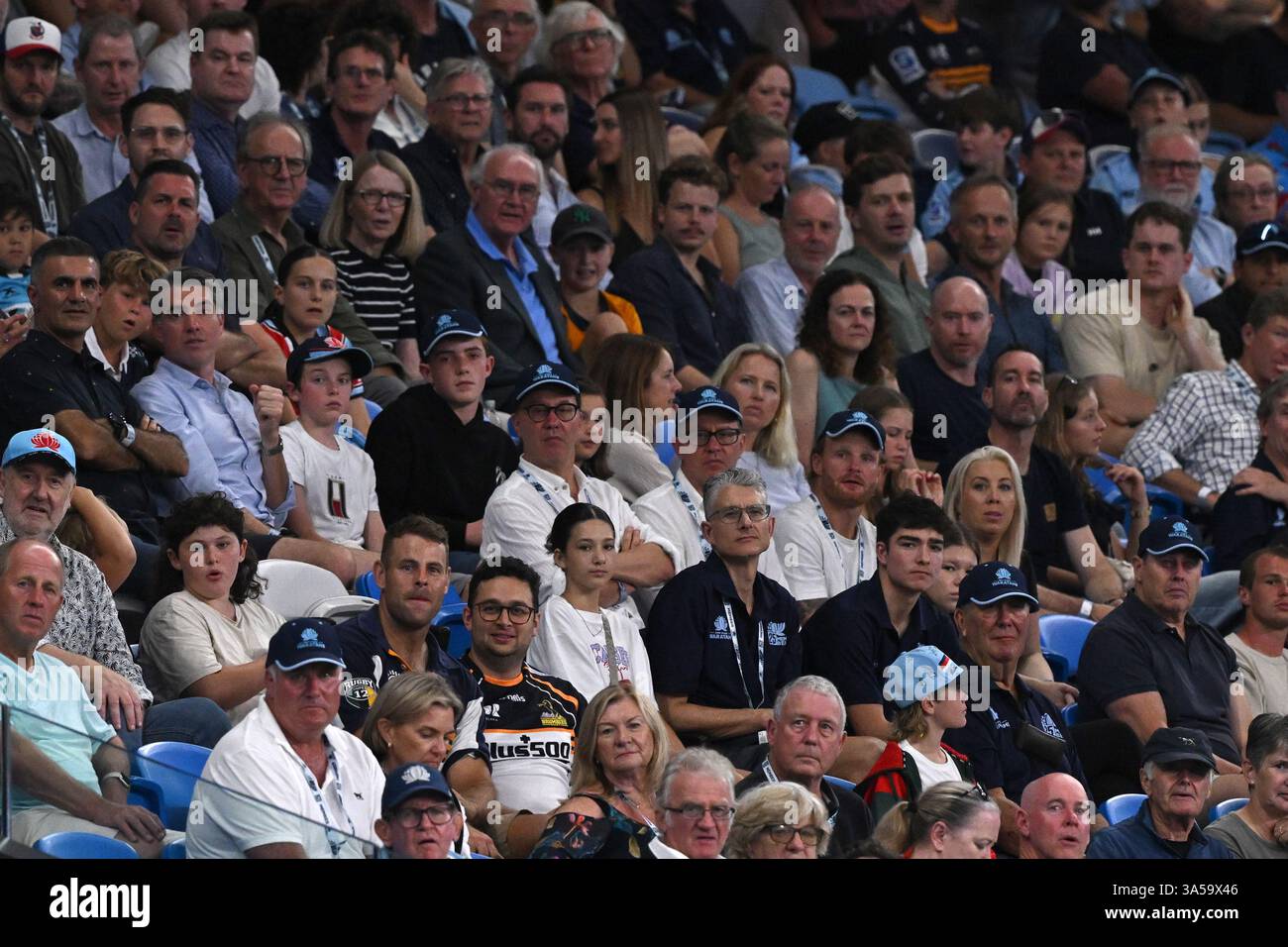 Spectator Watching Rugby Match Spectators during the Super Rugby Pacific Round 6 match between the New ...