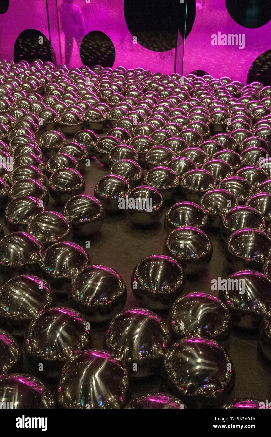 Narcissus Garden. Japanese artist Yayoi Kusama retrospective exhibition at the National Gallery of Victoria, Melbourne, 2025 Stock Photo