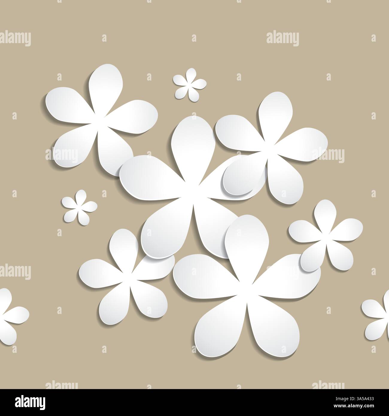 Abstract seamless paper flowers on brown background Stock Vector