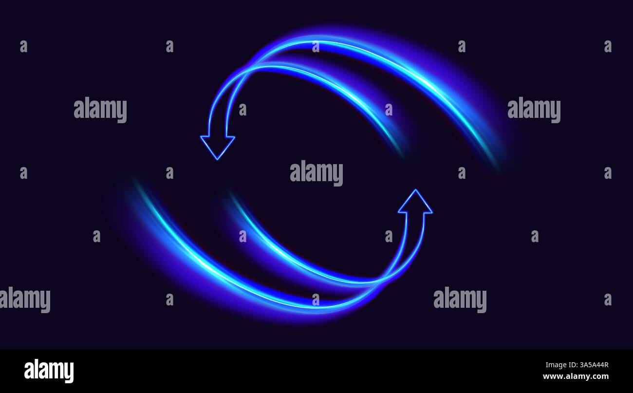 Two arrows go round. Update Software. Synchronization icon. Upgrade computer program version concept. Circulation arrows in motion. Exchange and money Stock Vector