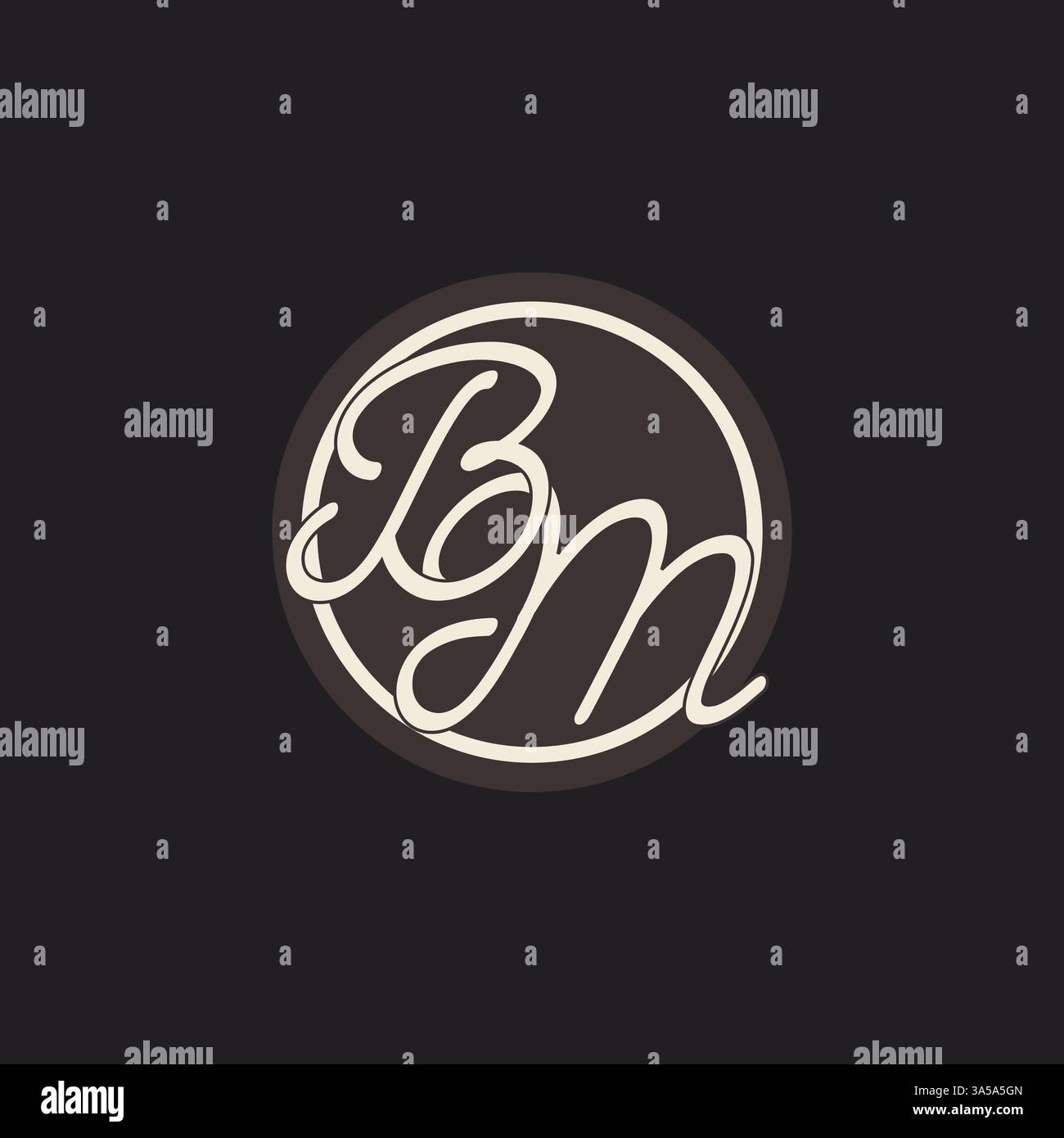 Initial letter BM monogram logo with simple and creative cirle line design ideas vector graphic Stock Vector