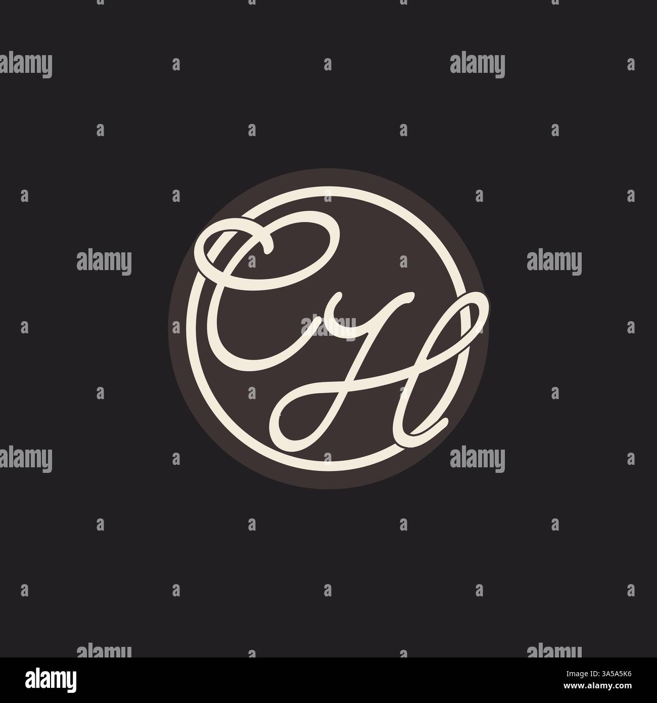Initial letter CH monogram logo with simple and creative cirle line design ideas vector graphic Stock Vector