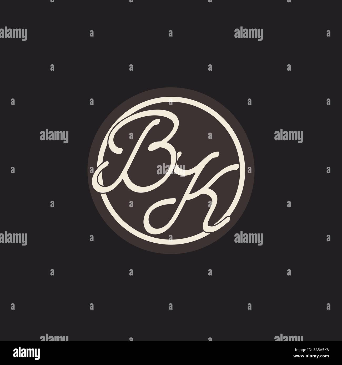 Initial letter BK monogram logo with simple and creative cirle line design ideas vector graphic Stock Vector