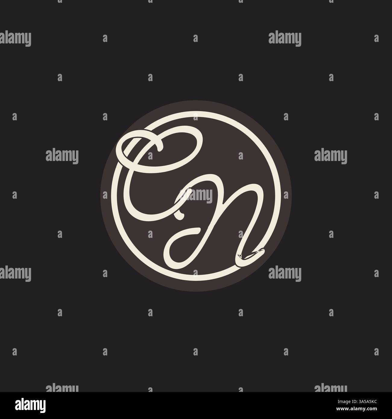 Initial letter CN monogram logo with simple and creative cirle line design ideas vector graphic Stock Vector