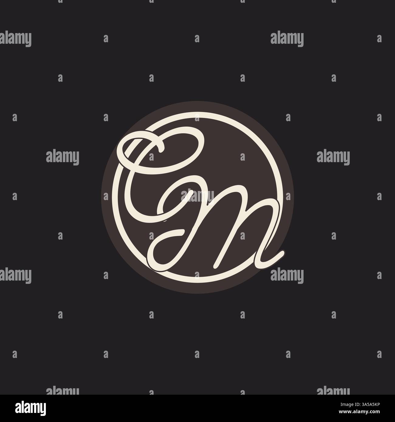 Initial letter CM monogram logo with simple and creative cirle line design ideas vector graphic Stock Vector
