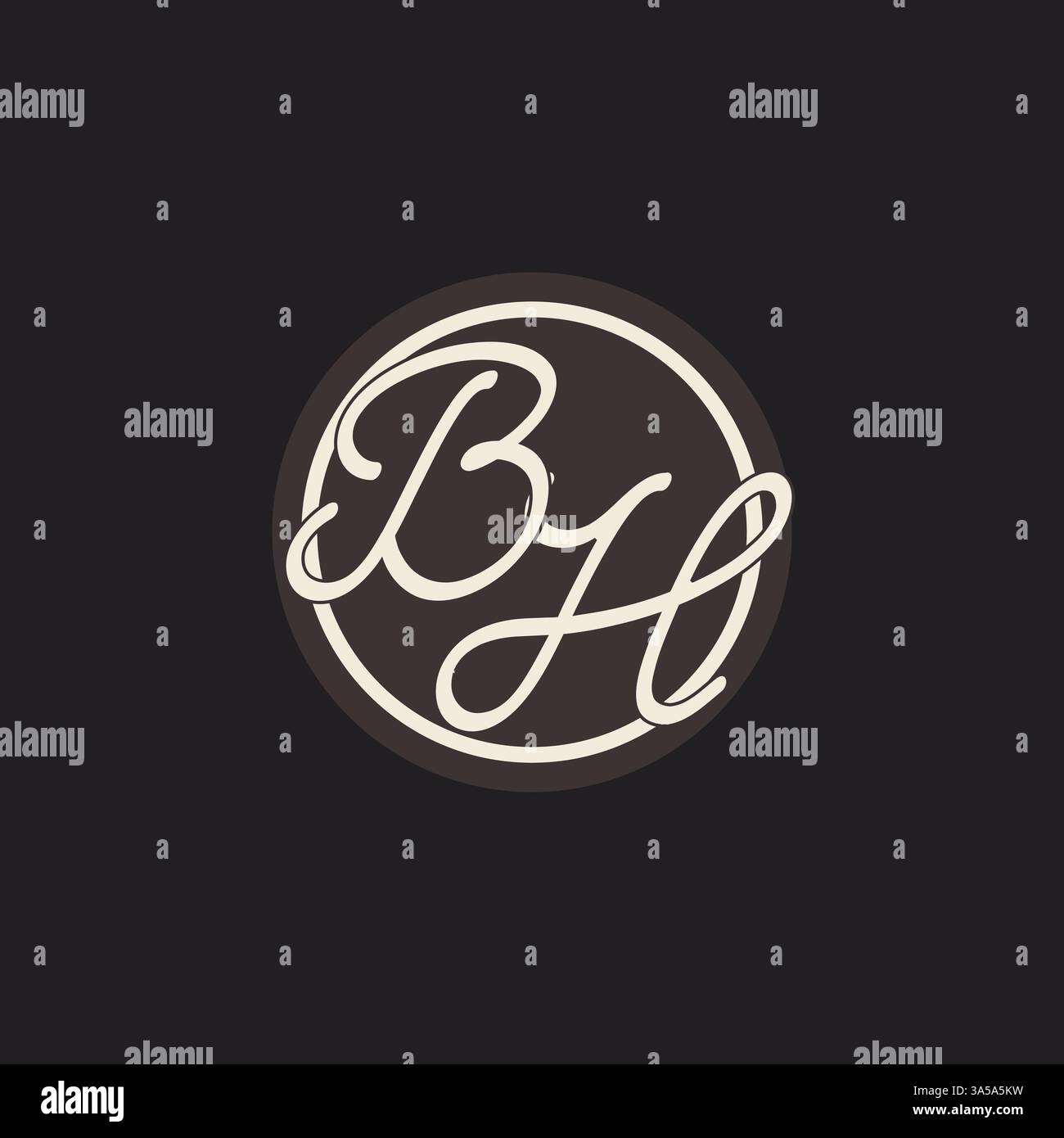 Initial letter BH monogram logo with simple and creative cirle line design ideas vector graphic Stock Vector