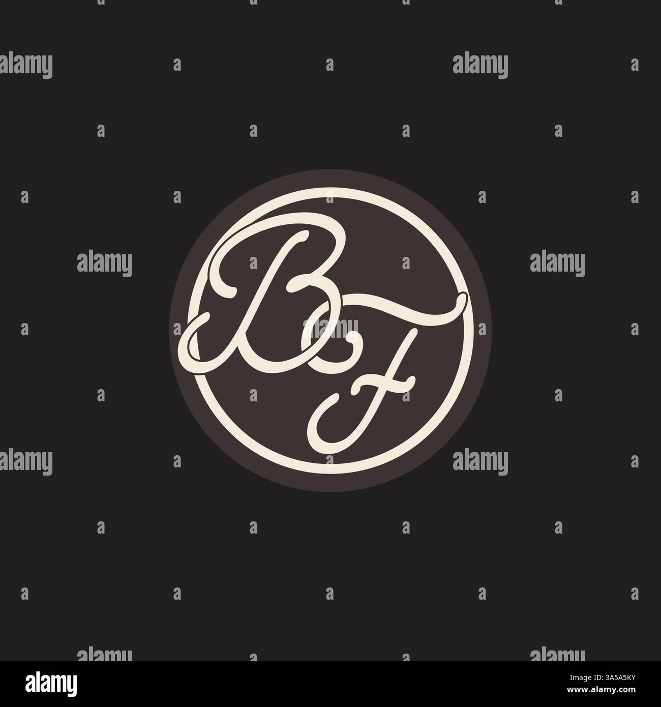 Initial letter BF monogram logo with simple and creative cirle line design ideas vector graphic Stock Vector