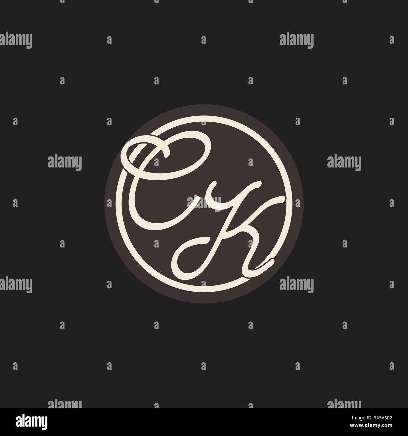 Initial letter CK monogram logo with simple and creative cirle line design ideas vector graphic Stock Vector