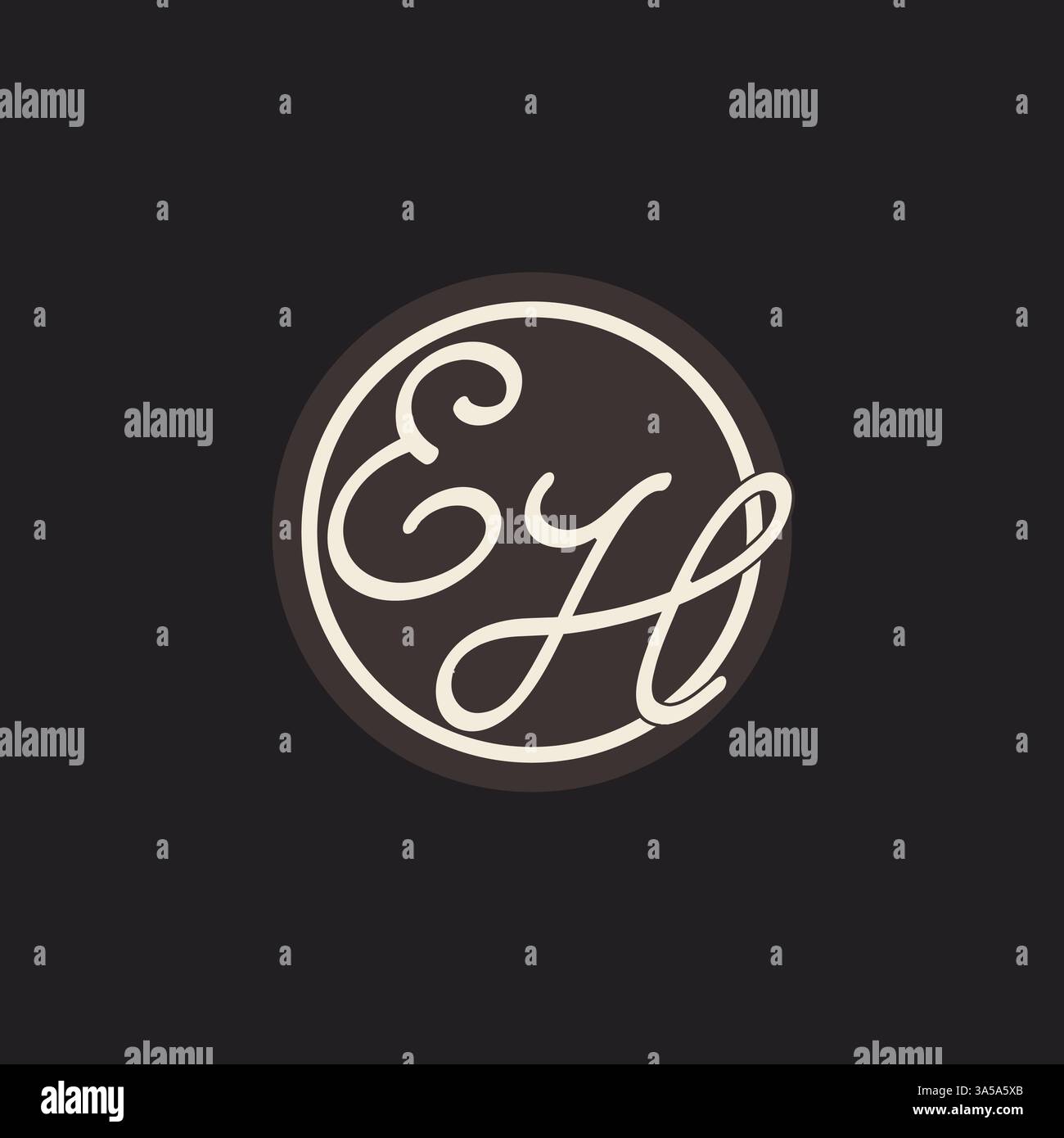 Initial letter EH monogram logo with simple and creative cirle line design ideas vector graphic Stock Vector