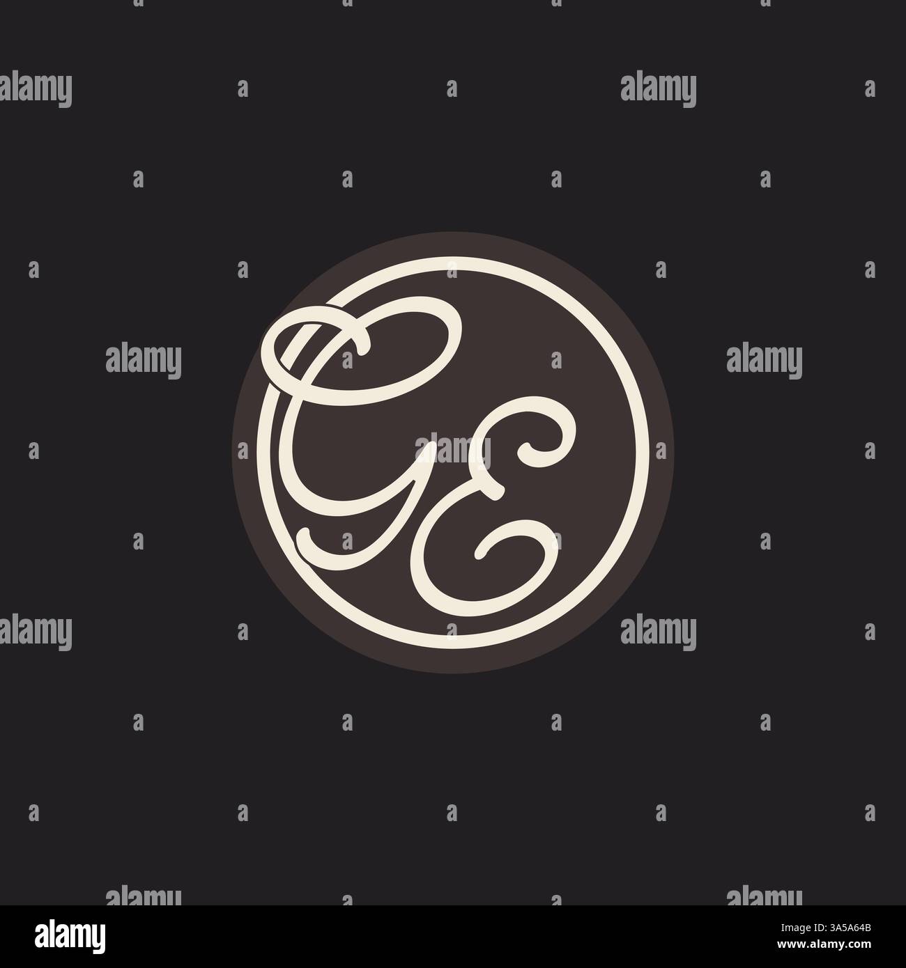 Initial letter GE monogram logo with simple and creative cirle line design ideas vector graphic Stock Vector