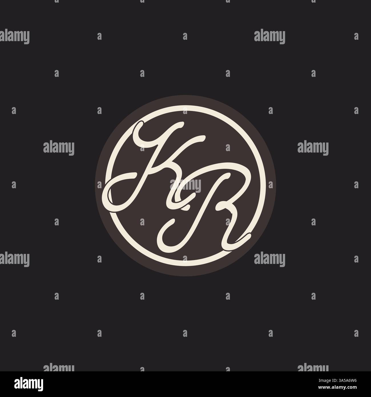 Initial letter KR monogram logo with simple and creative cirle line design ideas vector graphic Stock Vector