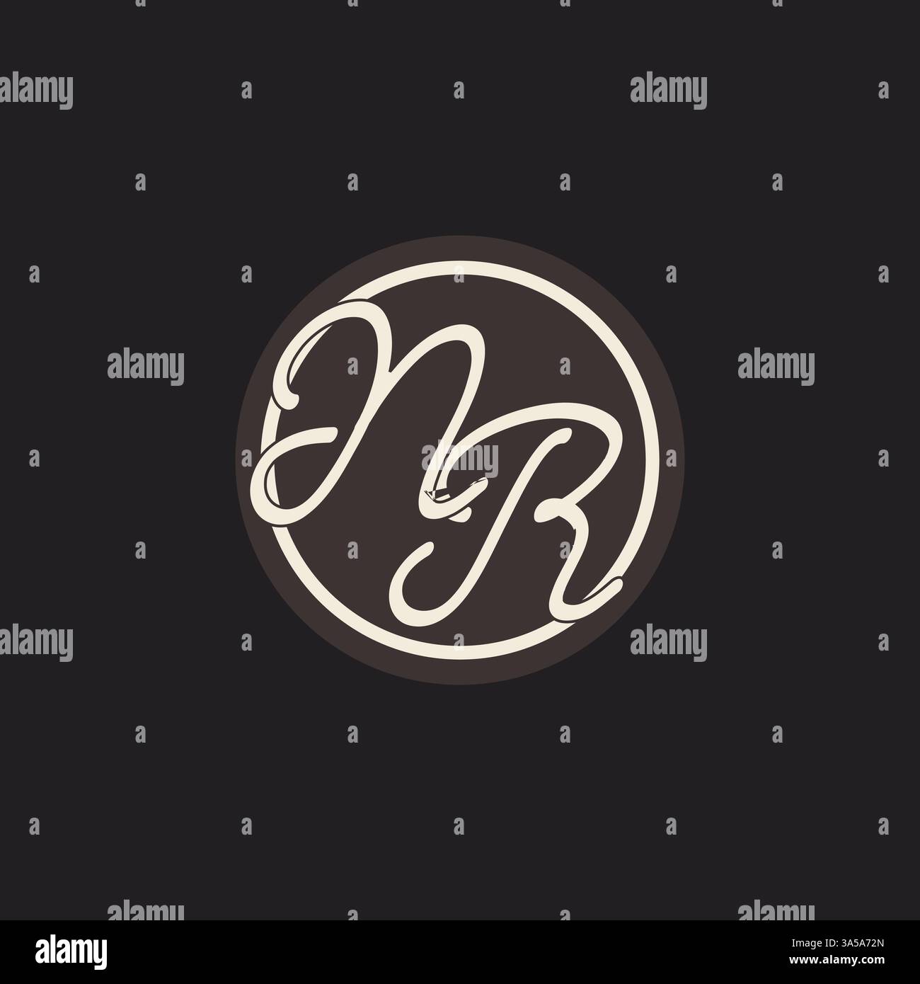 Initial letter NR monogram logo with simple and creative cirle line design ideas vector graphic Stock Vector