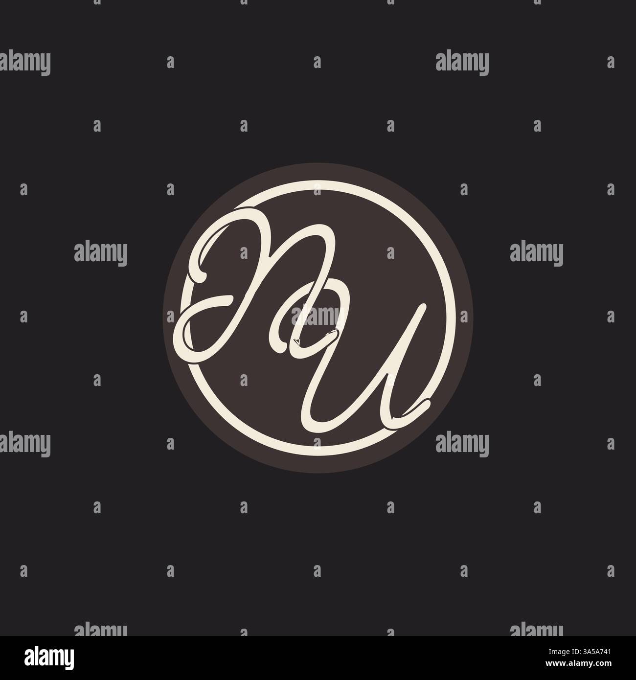 Initial letter NU monogram logo with simple and creative cirle line design ideas vector graphic Stock Vector