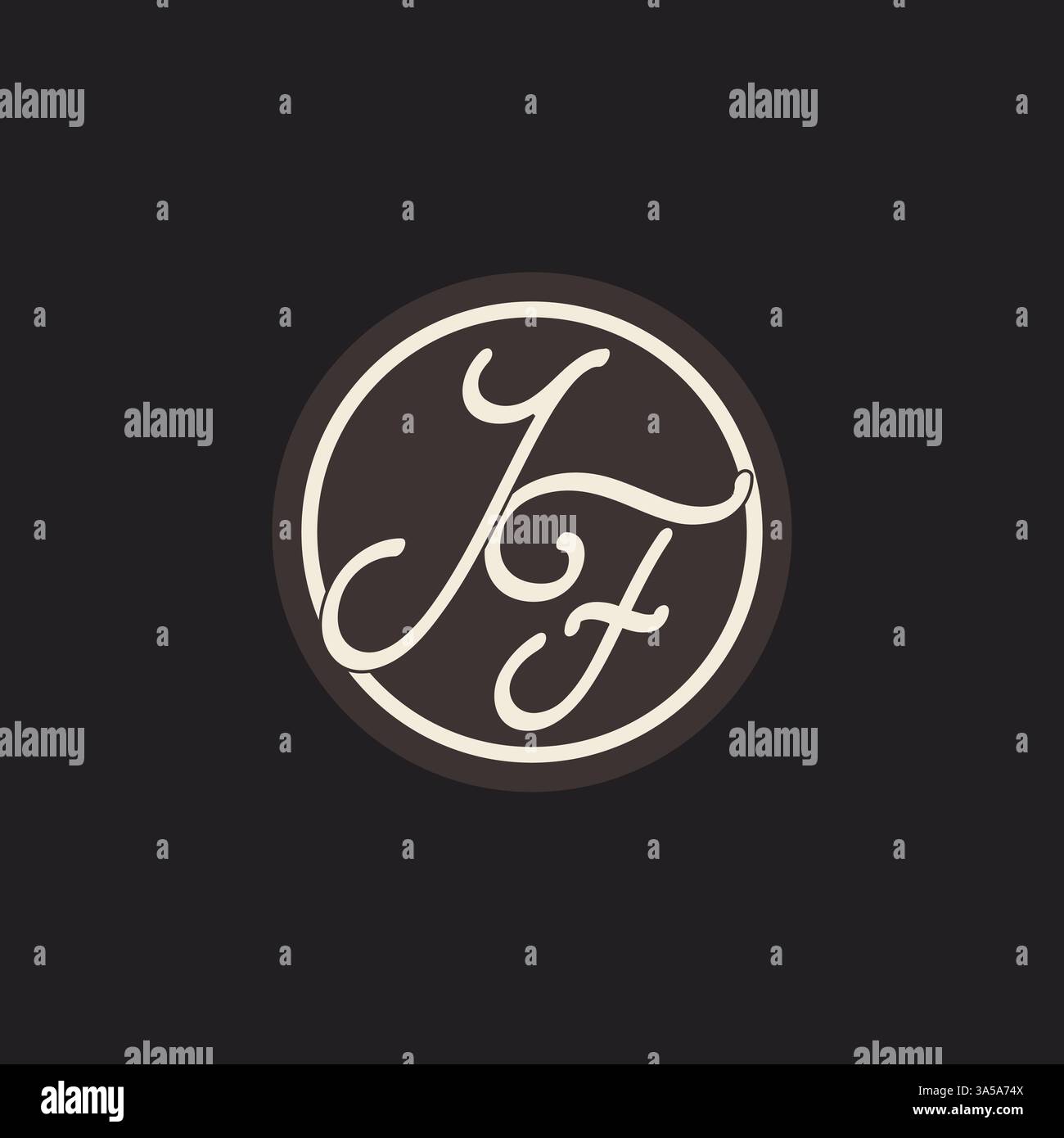 Initial letter JF monogram logo with simple and creative cirle line design ideas vector graphic Stock Vector