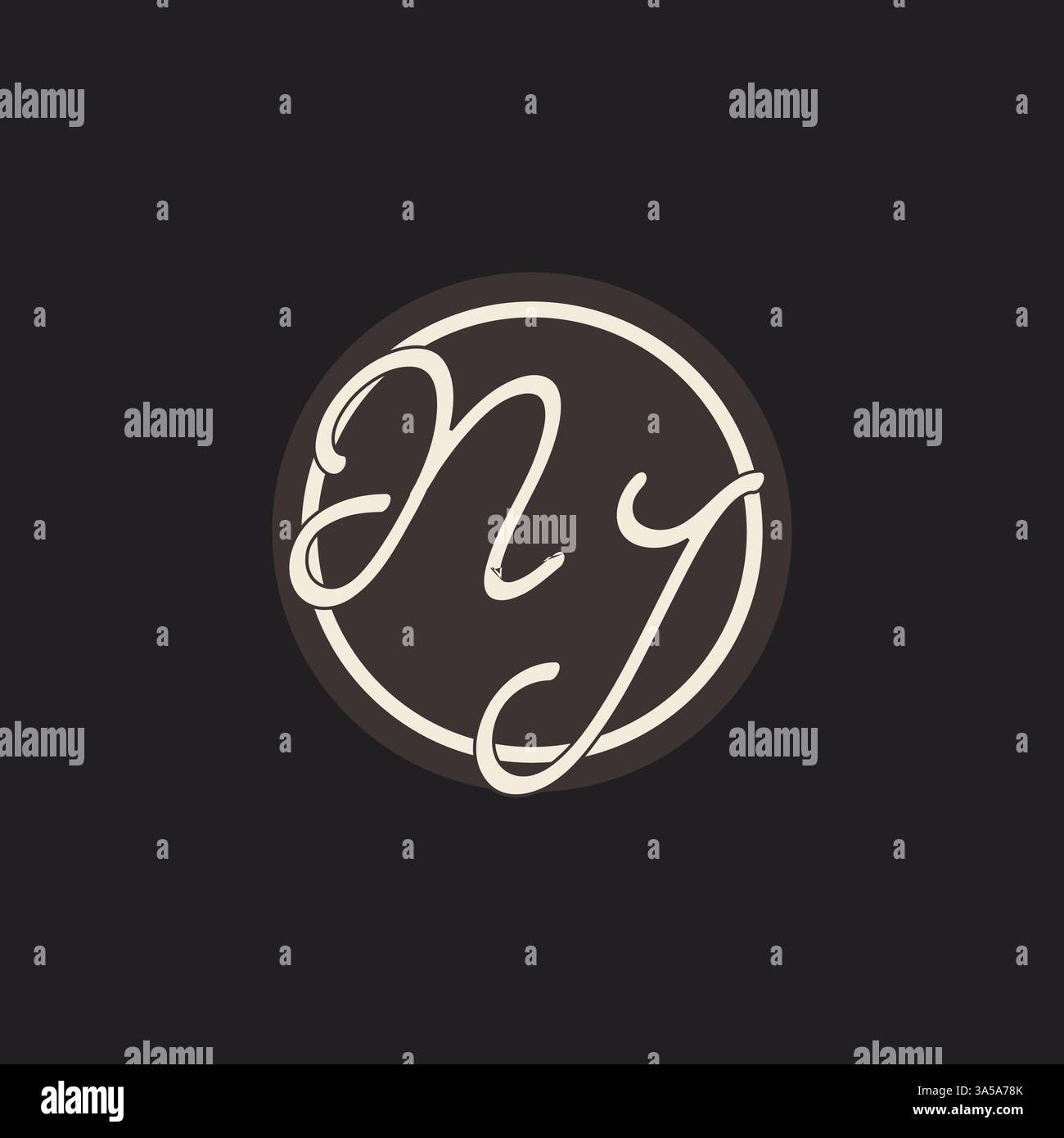 Initial letter NJ monogram logo with simple and creative cirle line design ideas vector graphic Stock Vector