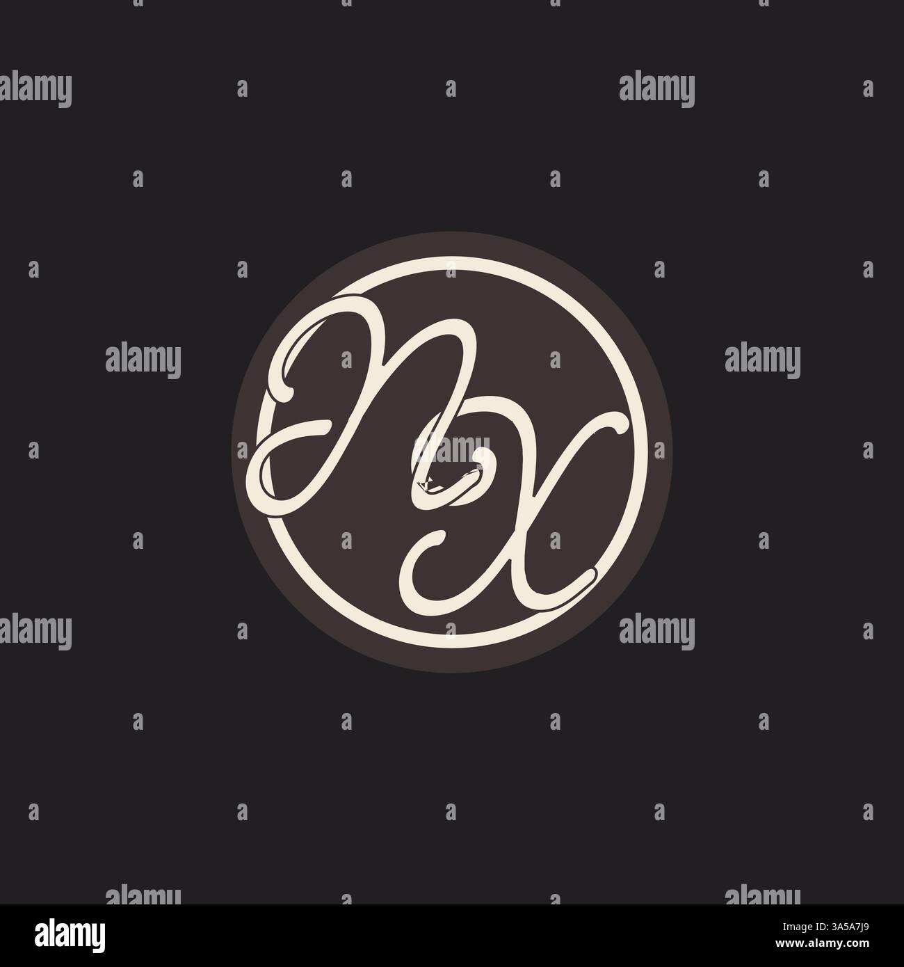 Initial letter NX monogram logo with simple and creative cirle line design ideas vector graphic Stock Vector