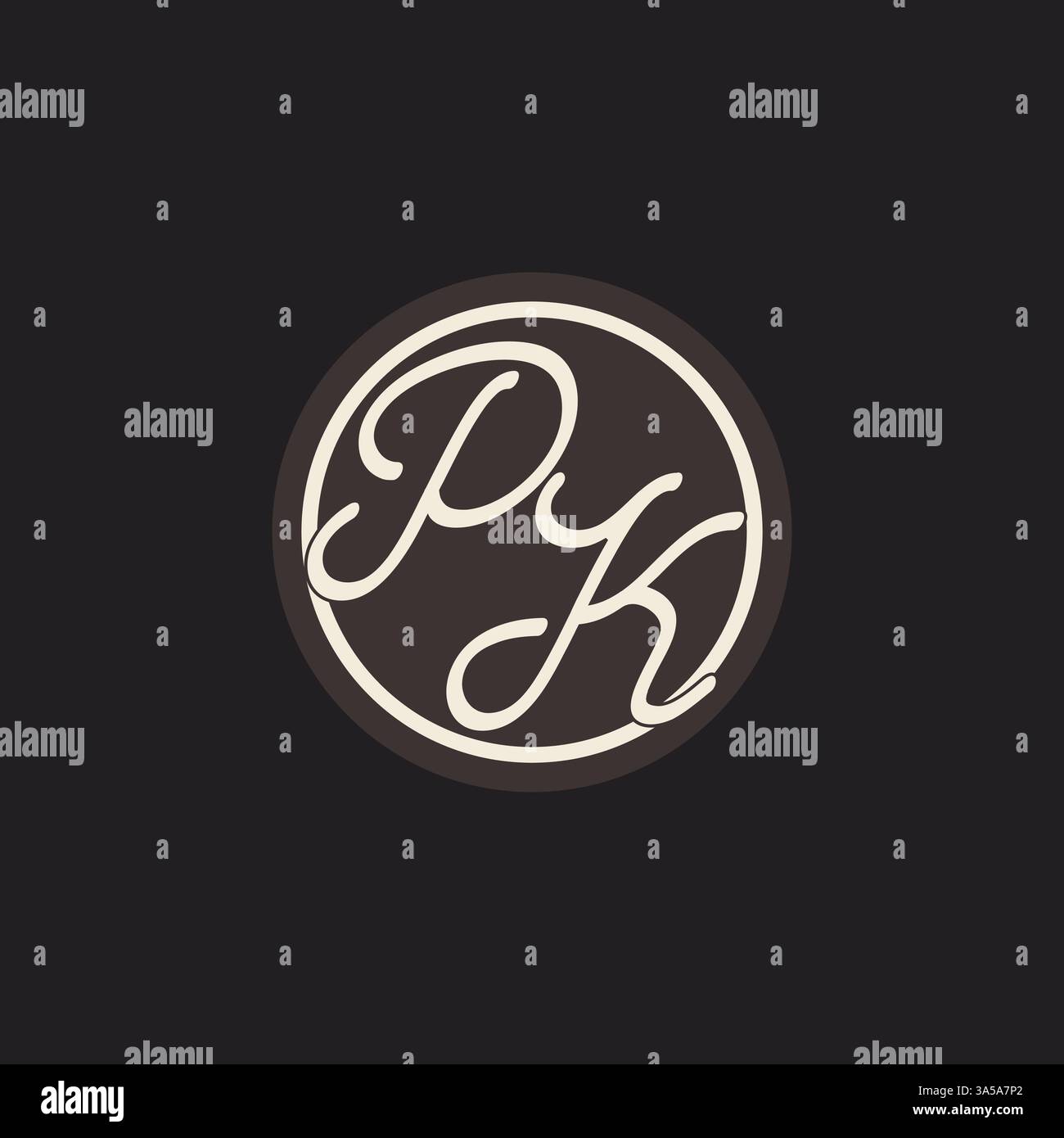 Initial letter PK monogram logo with simple and creative cirle line design ideas vector graphic Stock Vector