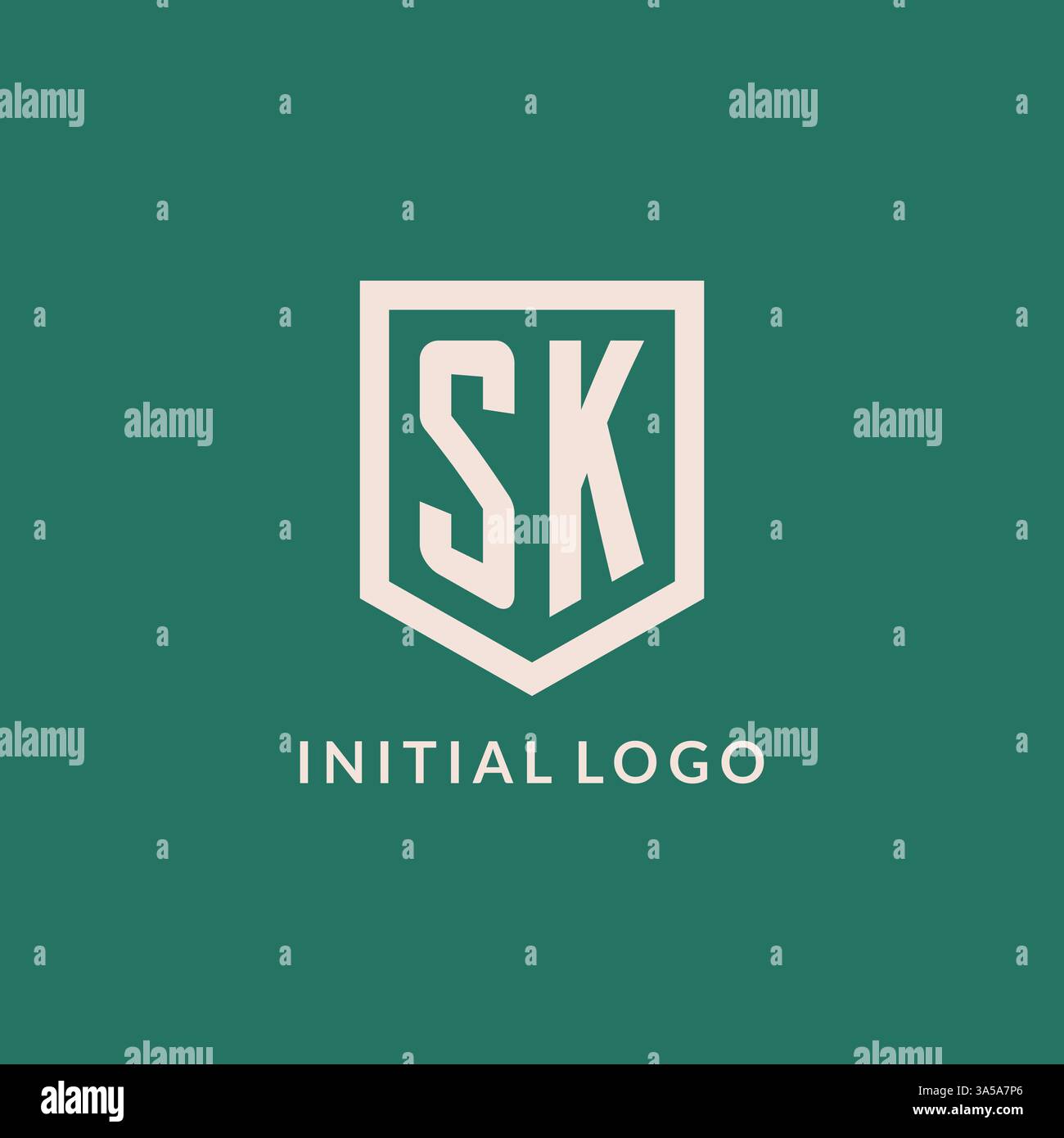 SK initial logo monogram shield geometric shape design vector graphic Stock Vector