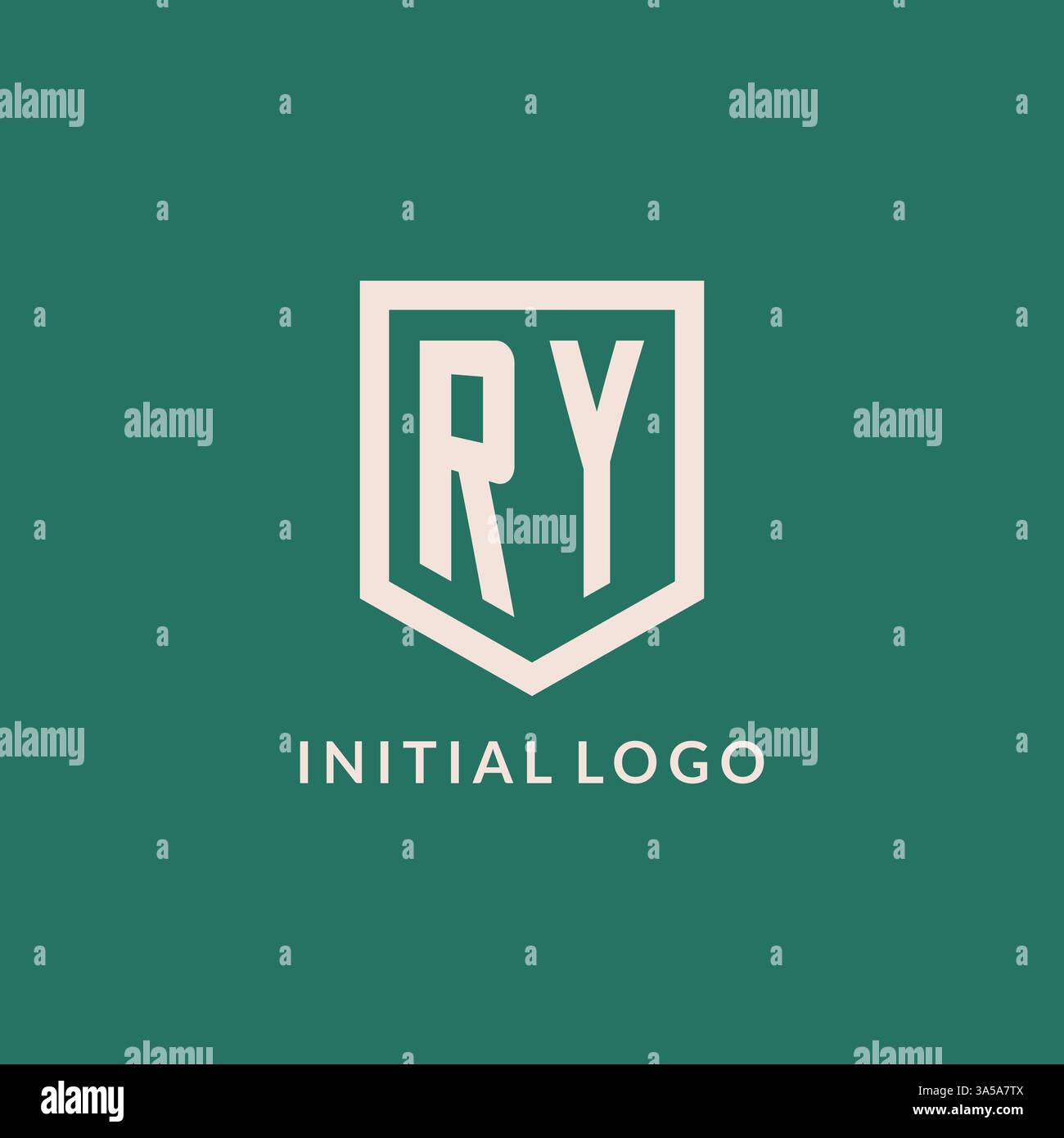 RY initial logo monogram shield geometric shape design vector graphic Stock Vector