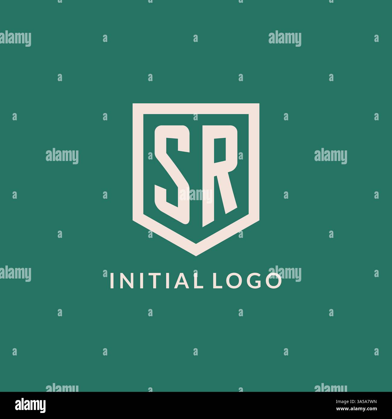SR initial logo monogram shield geometric shape design vector graphic Stock Vector
