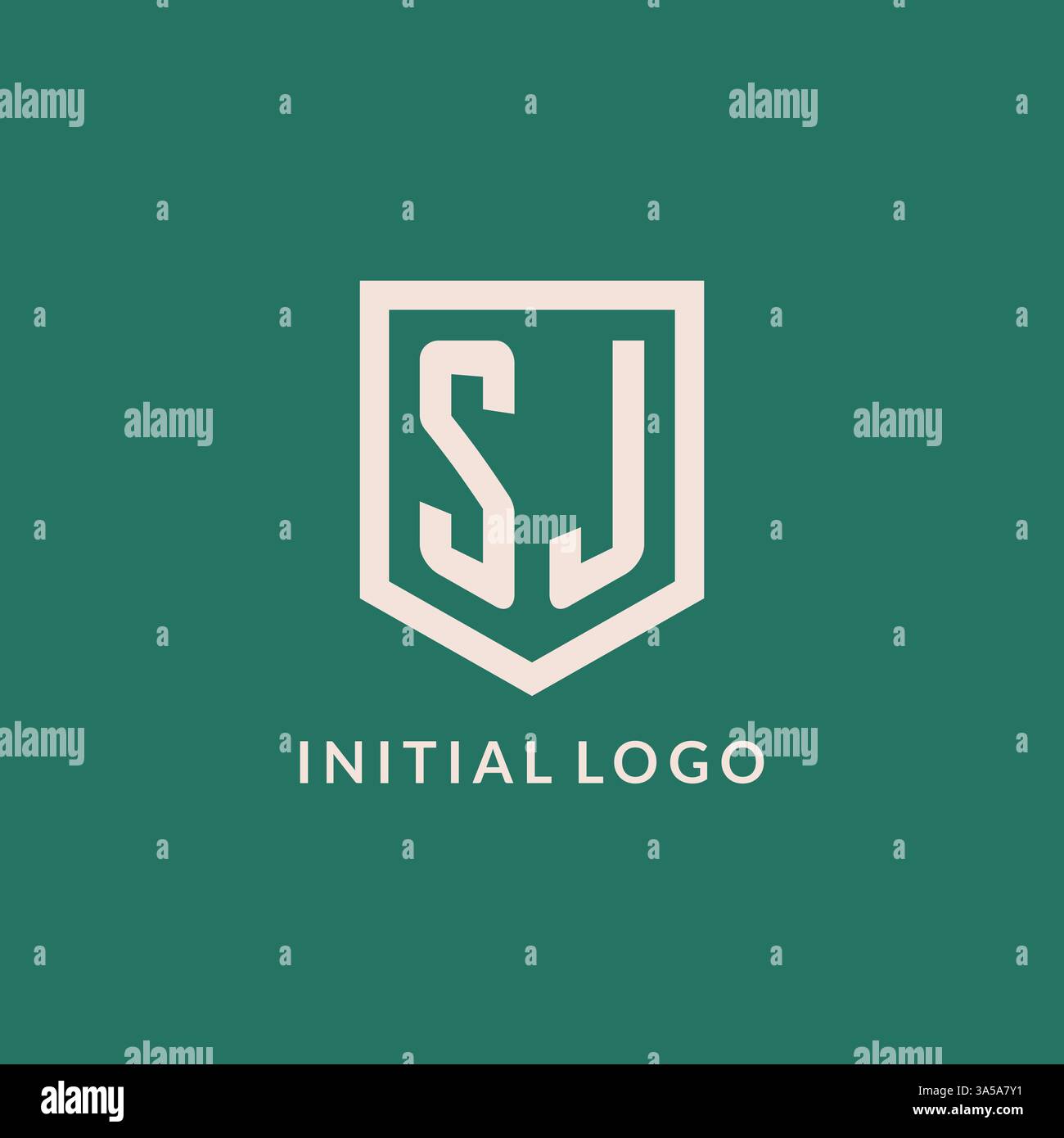SJ initial logo monogram shield geometric shape design vector graphic Stock Vector