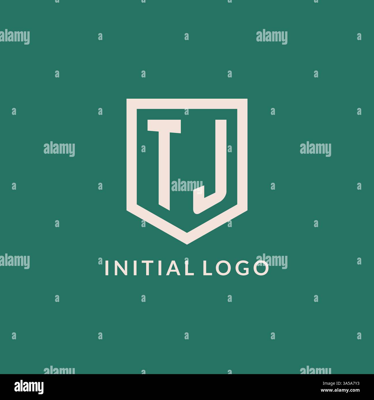 TJ initial logo monogram shield geometric shape design vector graphic Stock Vector