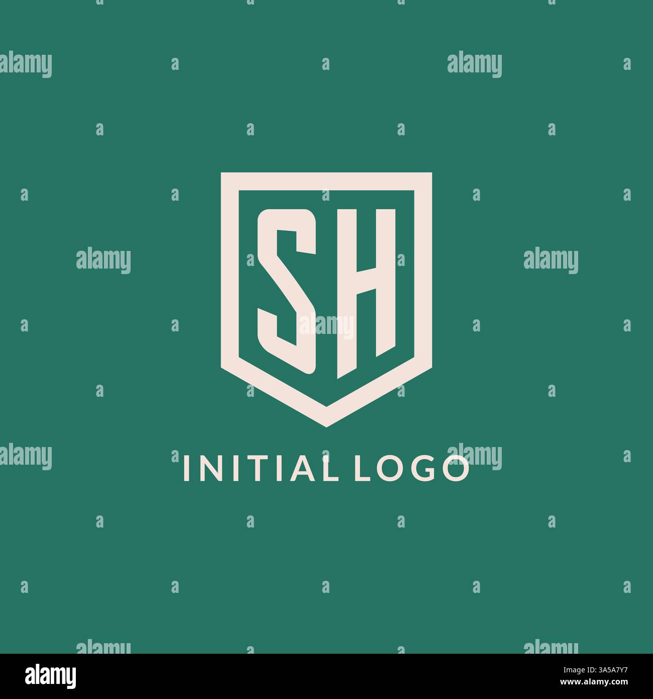 SH initial logo monogram shield geometric shape design vector graphic Stock Vector