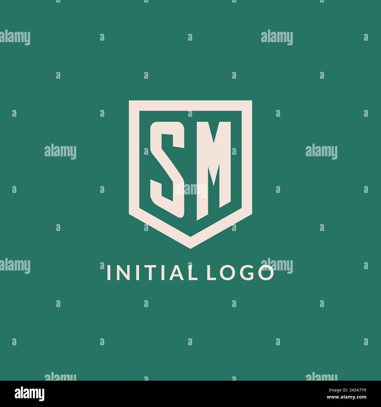 SM initial logo monogram shield geometric shape design vector graphic Stock Vector