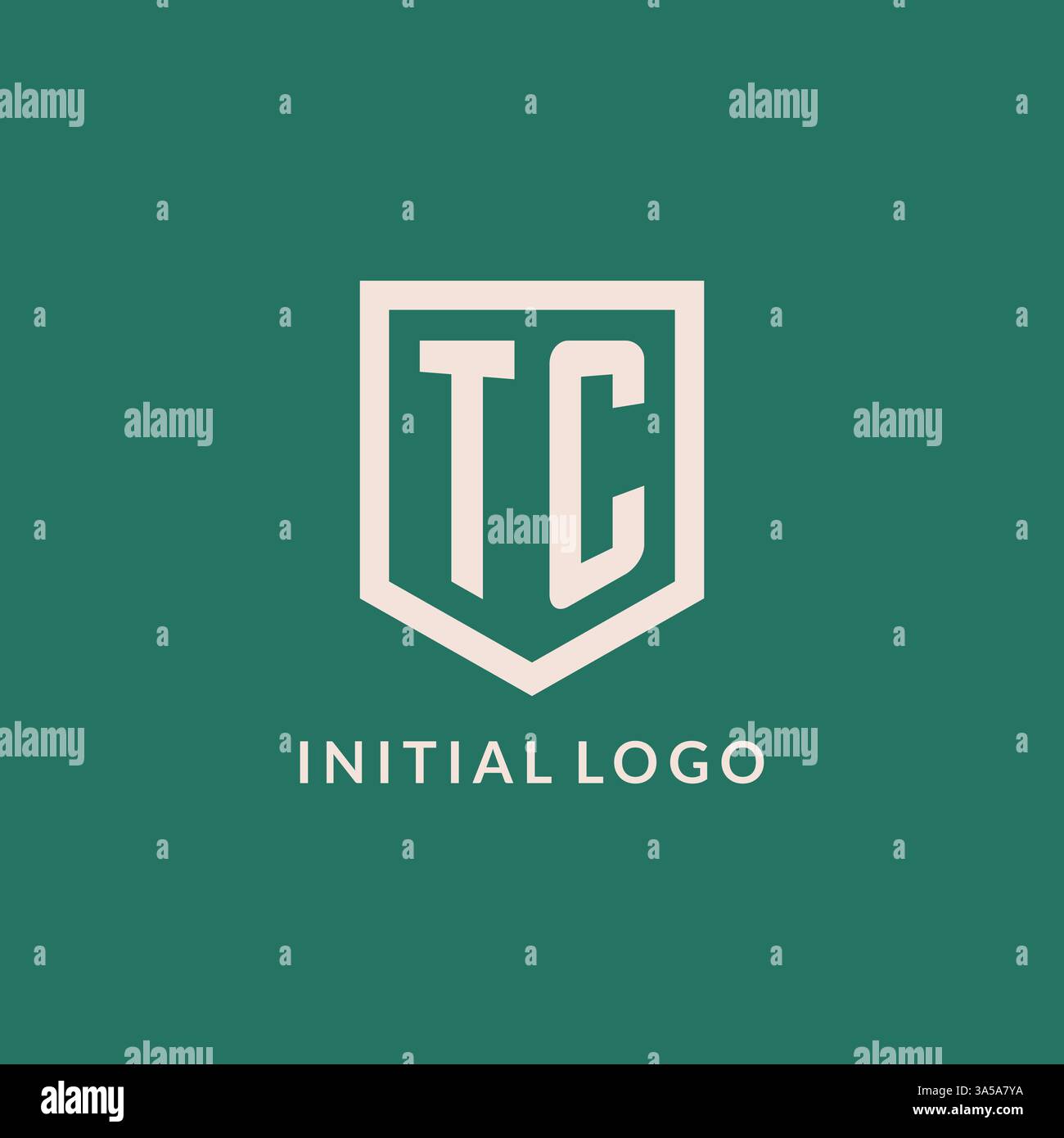TC initial logo monogram shield geometric shape design vector graphic Stock Vector
