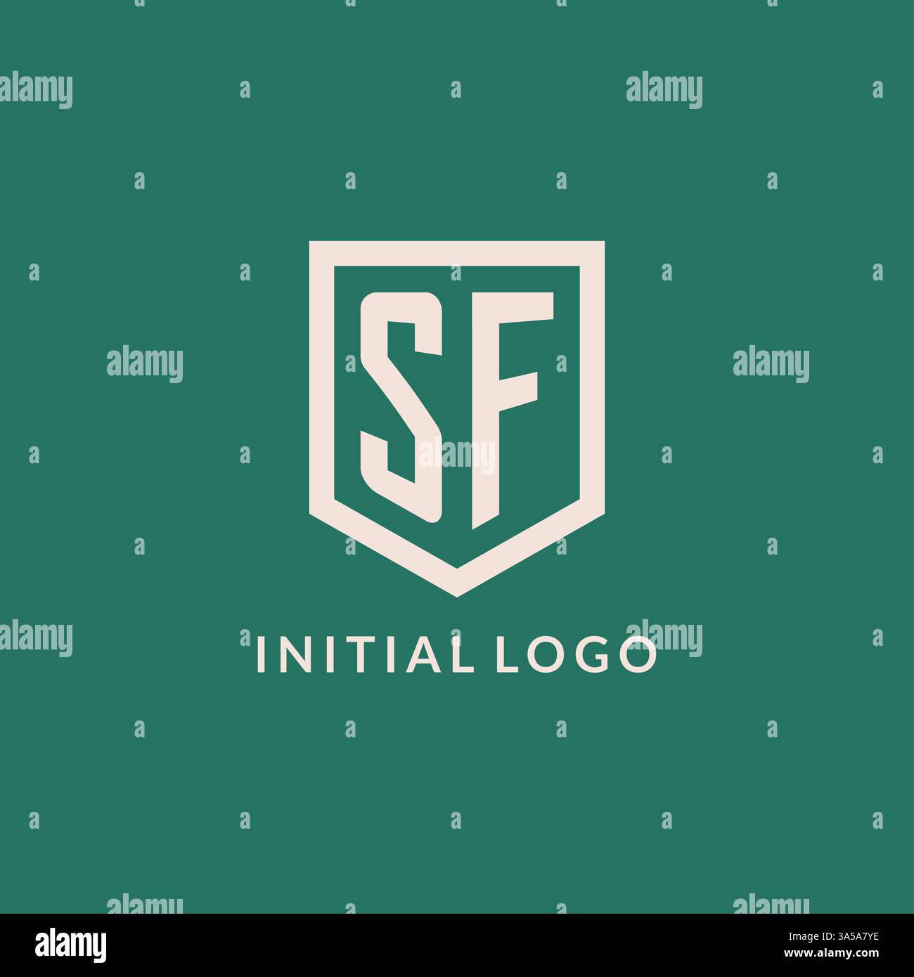 SF initial logo monogram shield geometric shape design vector graphic Stock Vector