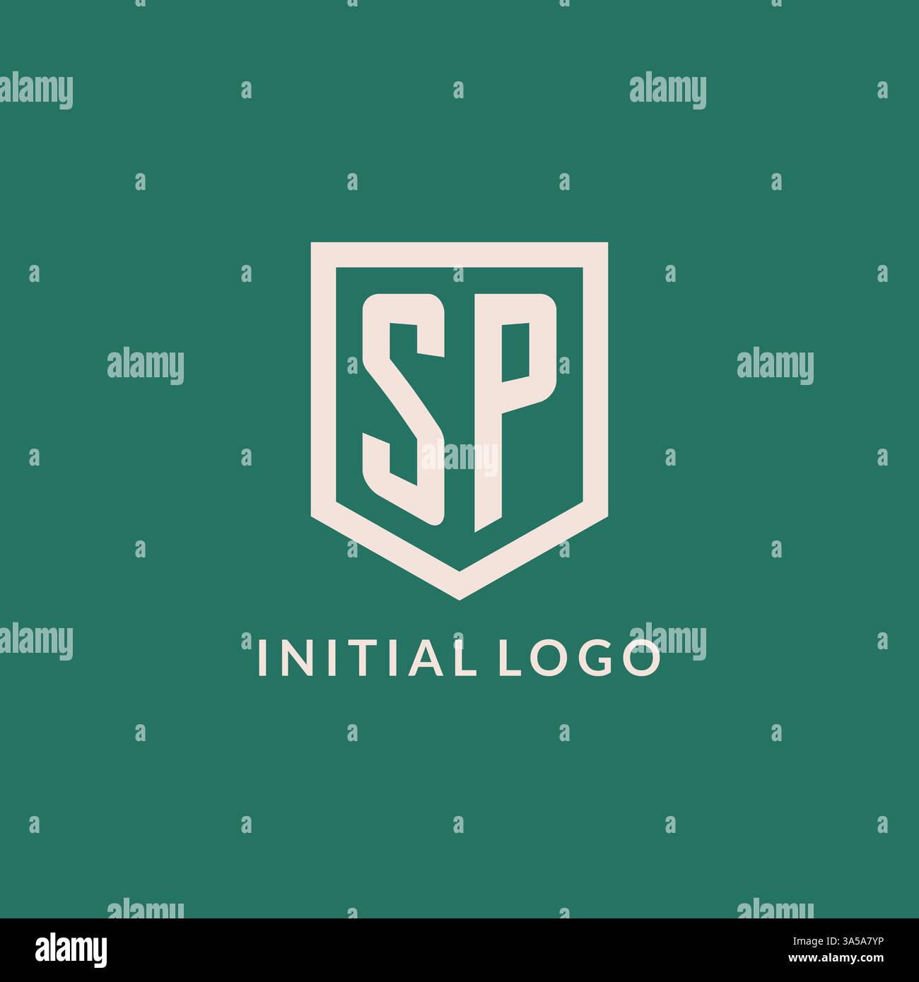 SP initial logo monogram shield geometric shape design vector graphic Stock Vector