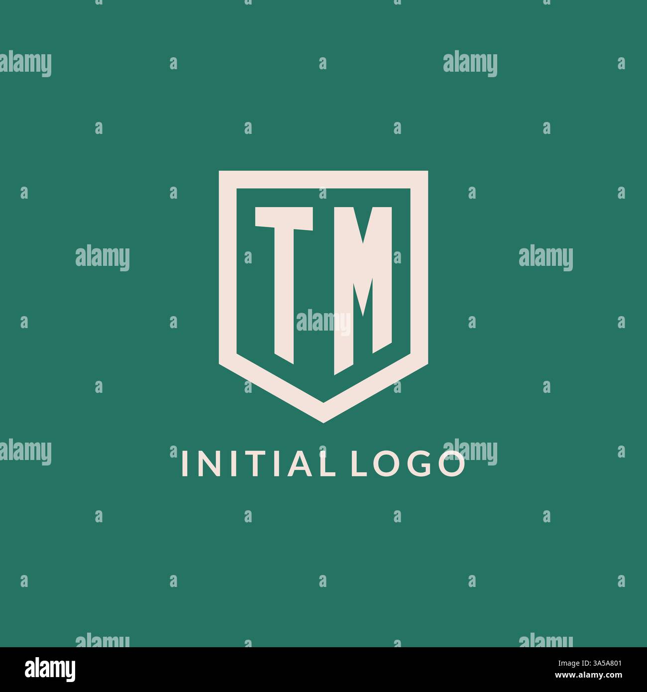 TM initial logo monogram shield geometric shape design vector graphic Stock Vector