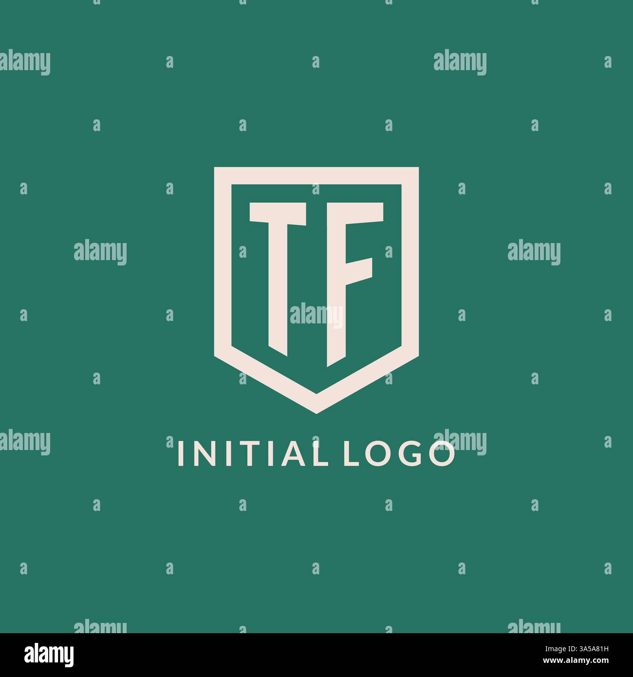 TF initial logo monogram shield geometric shape design vector graphic Stock Vector