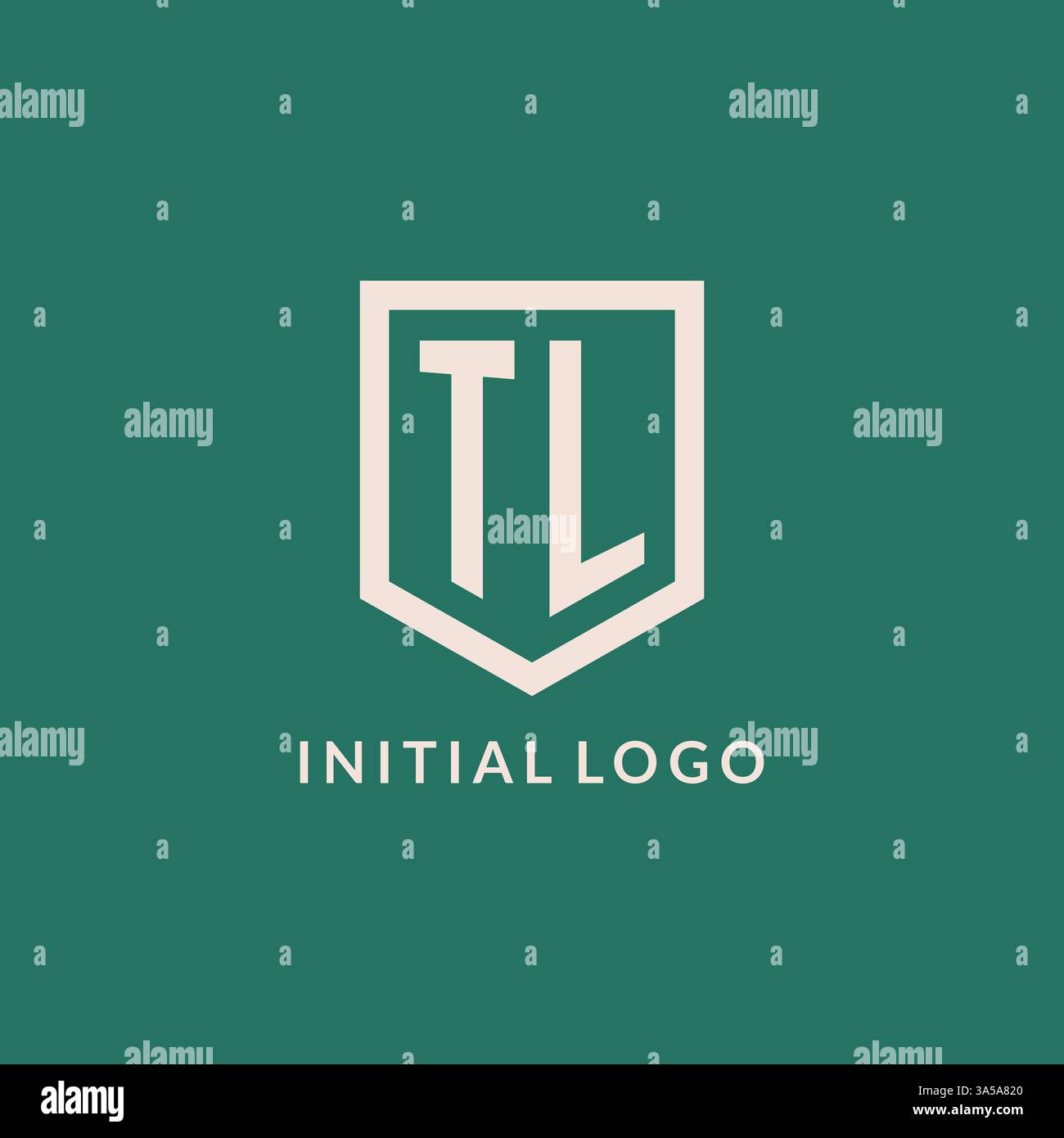 TL initial logo monogram shield geometric shape design vector graphic Stock Vector
