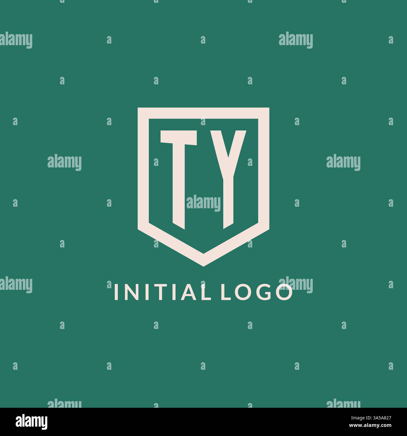 TY initial logo monogram shield geometric shape design vector graphic Stock Vector