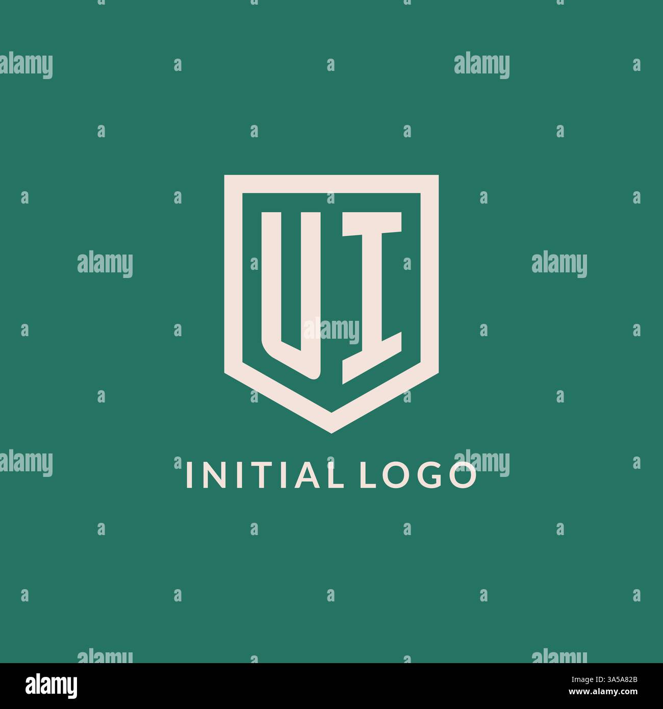 UI initial logo monogram shield geometric shape design vector graphic Stock Vector