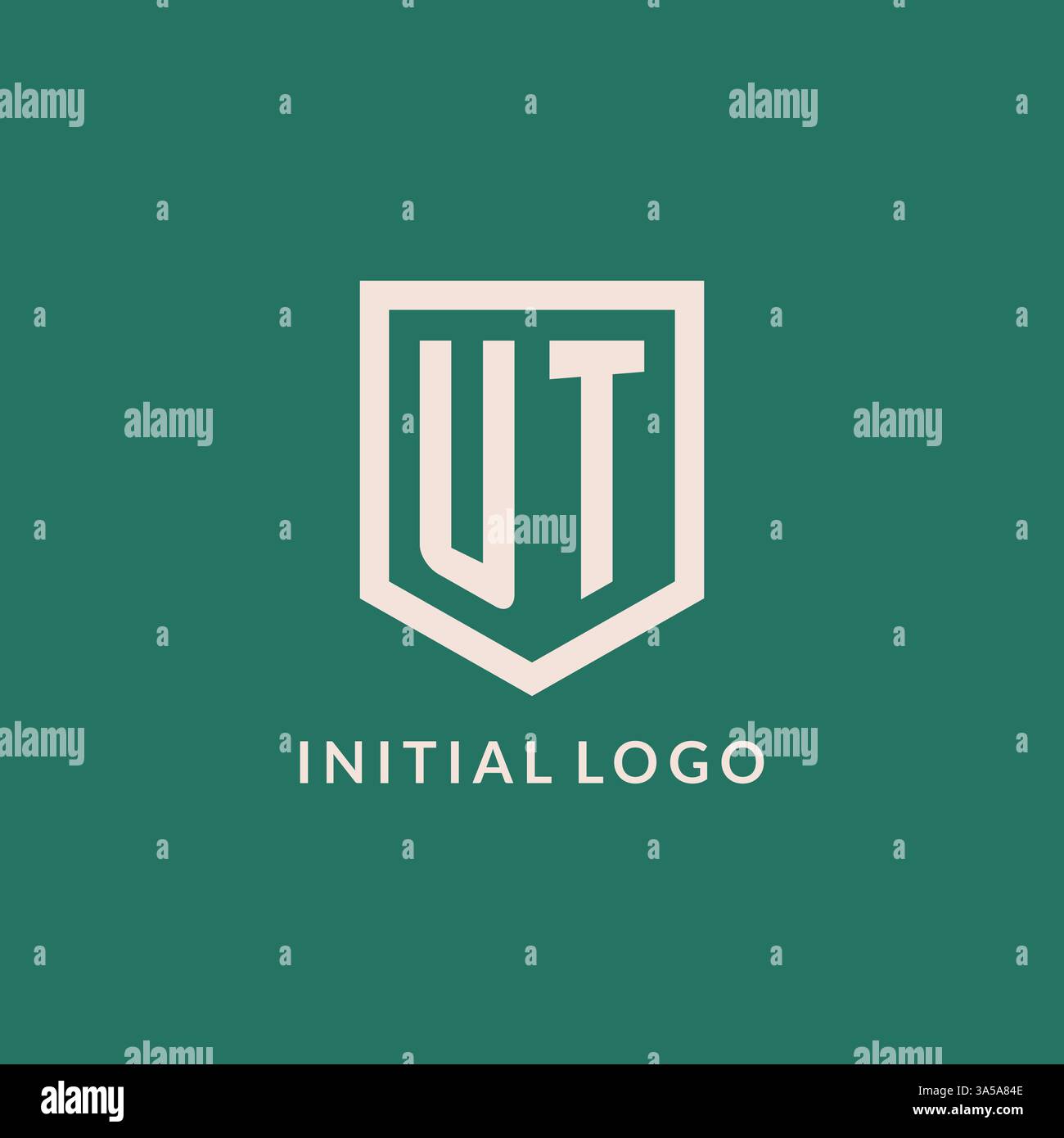 UT initial logo monogram shield geometric shape design vector graphic Stock Vector