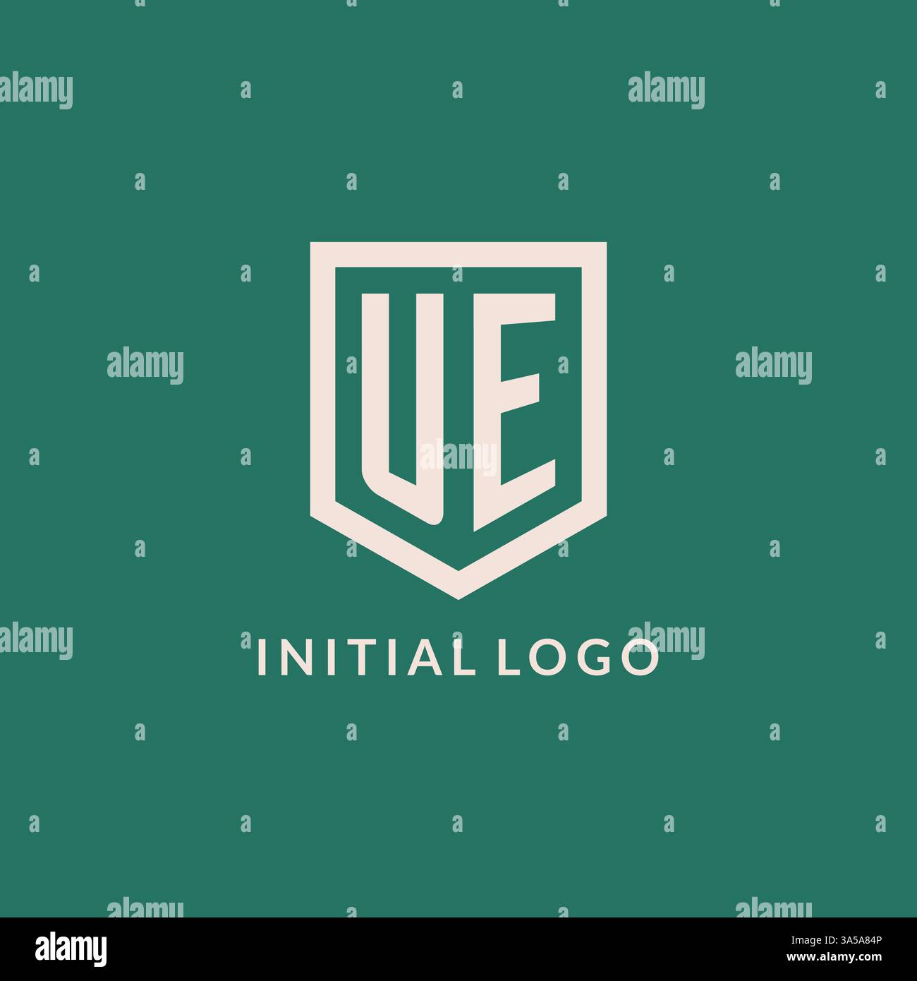 UE initial logo monogram shield geometric shape design vector graphic Stock Vector