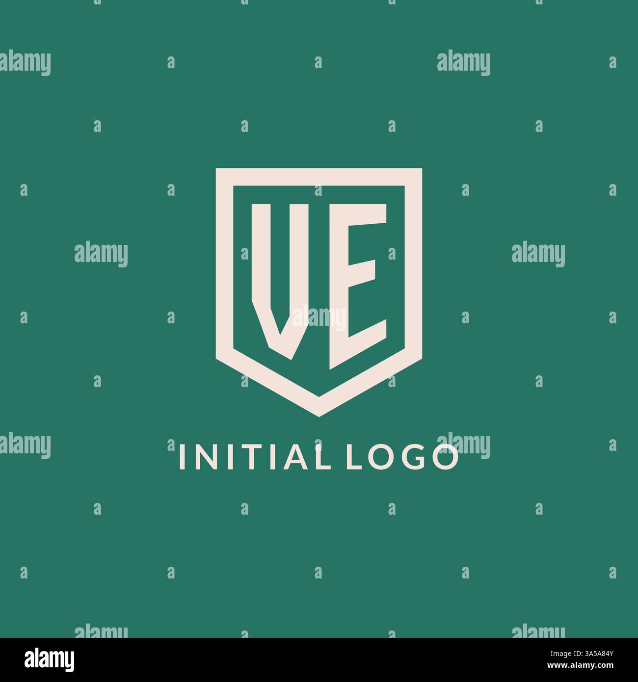 VE initial logo monogram shield geometric shape design vector graphic Stock Vector
