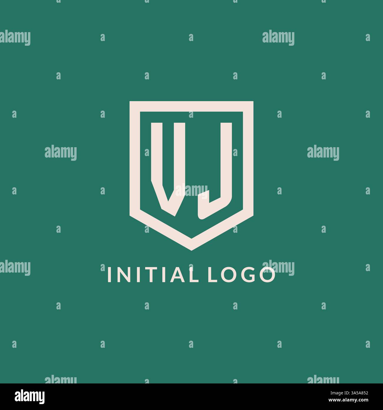 VJ initial logo monogram shield geometric shape design vector graphic Stock Vector