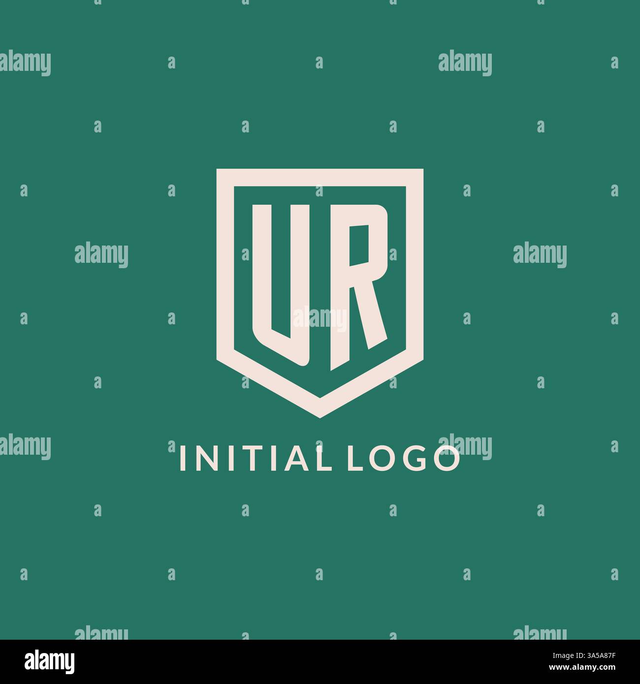 UR initial logo monogram shield geometric shape design vector graphic Stock Vector