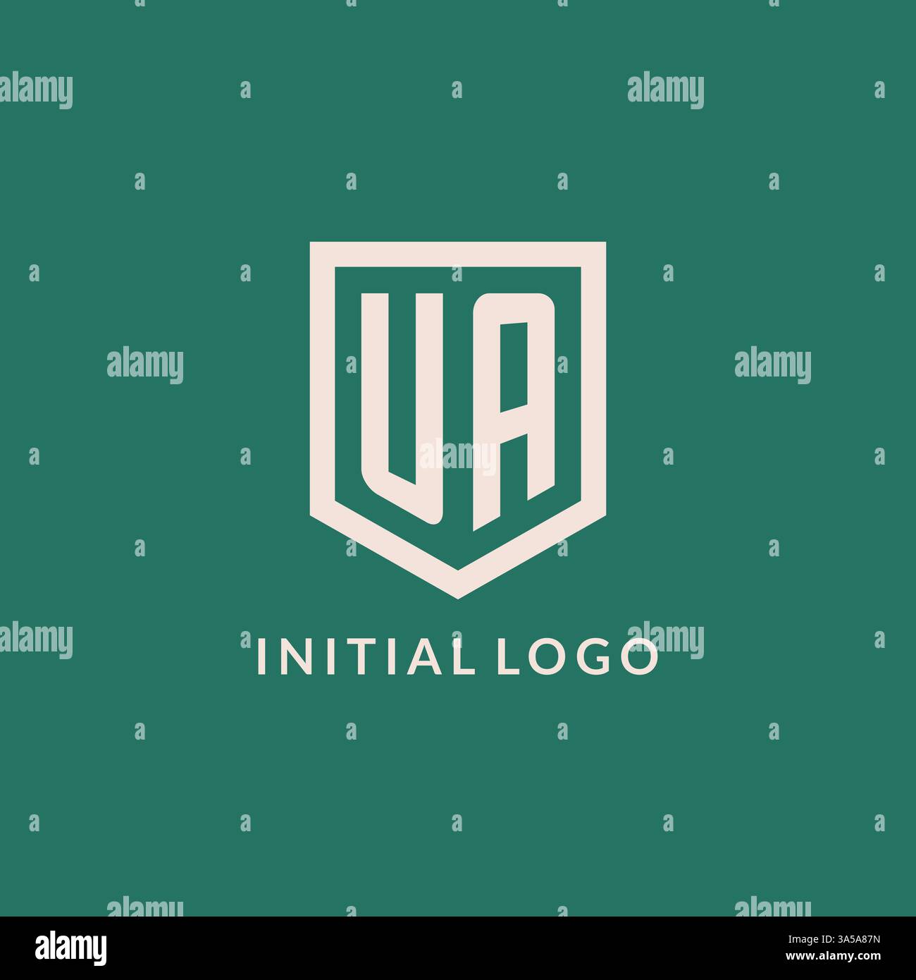 UA initial logo monogram shield geometric shape design vector graphic Stock Vector
