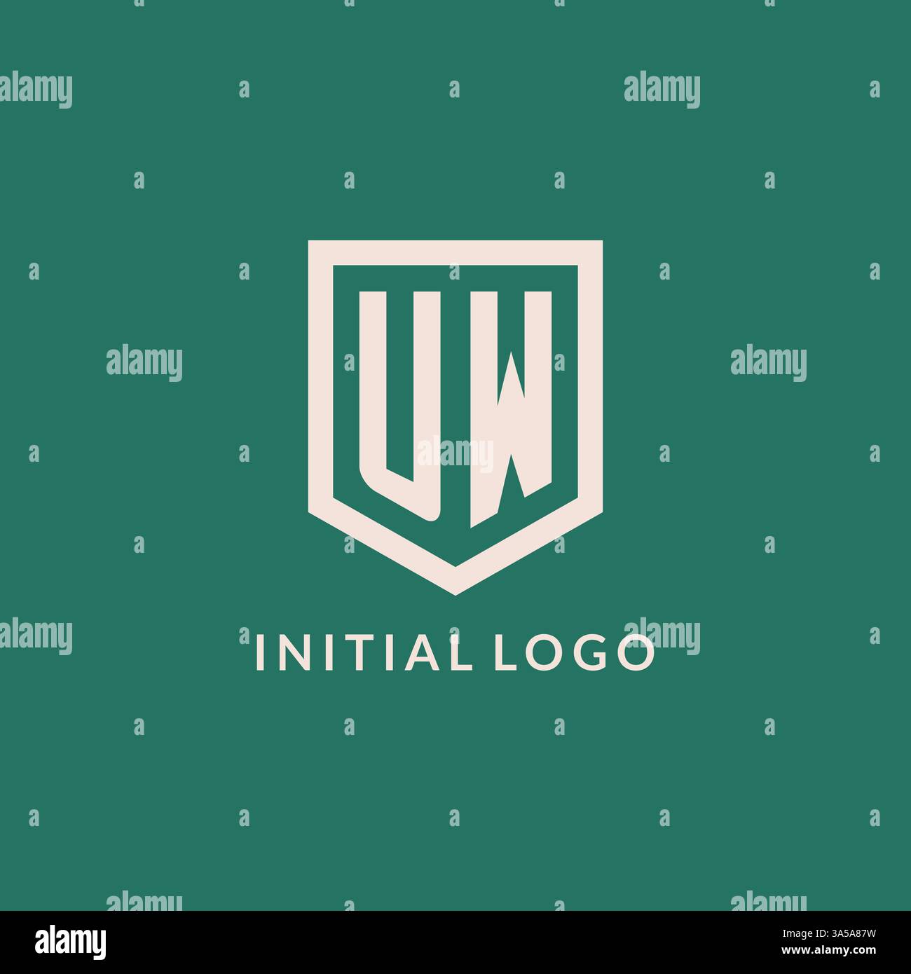 UW initial logo monogram shield geometric shape design vector graphic Stock Vector