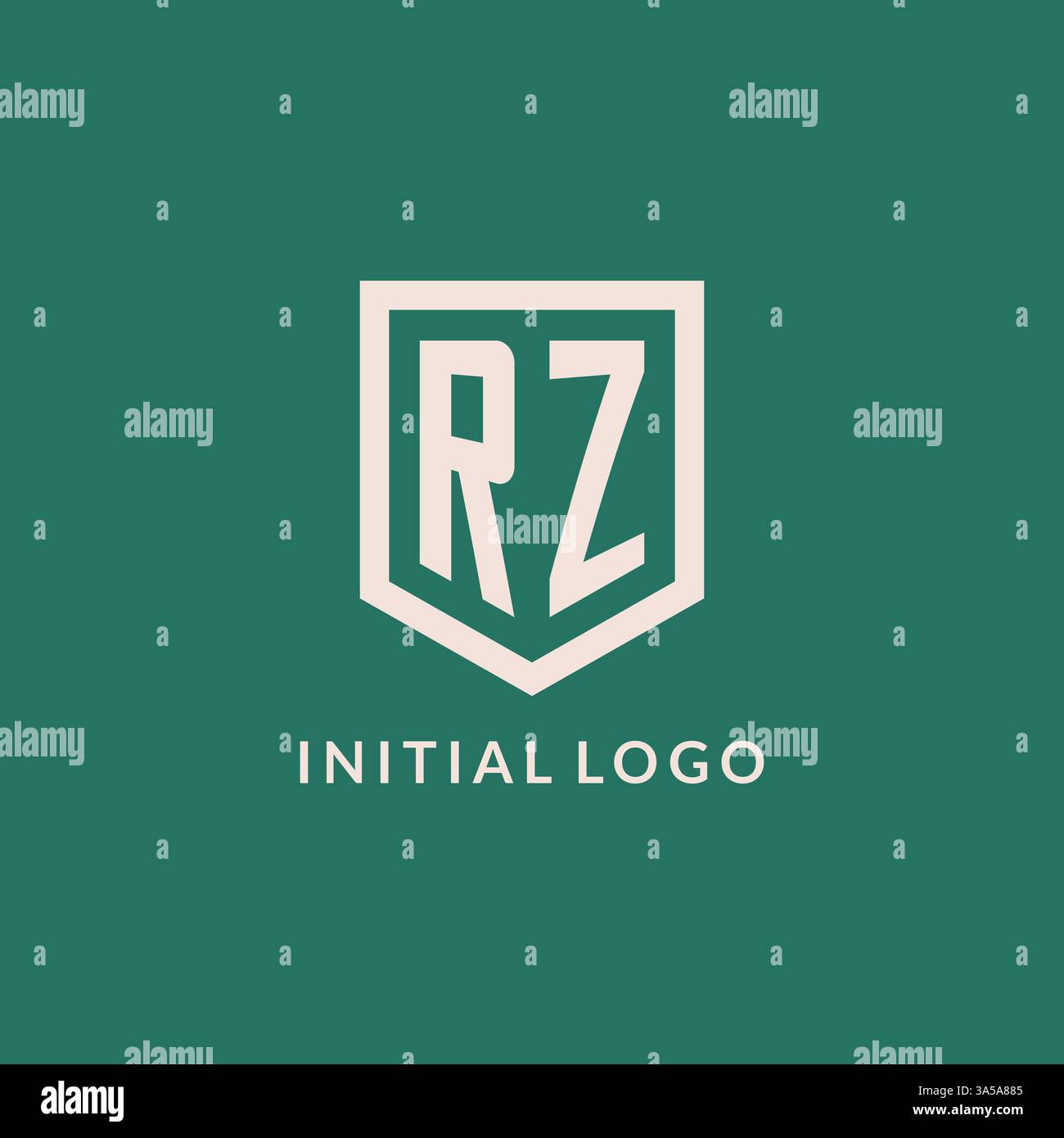 RZ initial logo monogram shield geometric shape design vector graphic Stock Vector