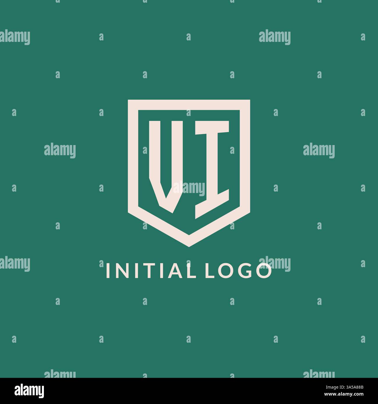 VI initial logo monogram shield geometric shape design vector graphic Stock Vector