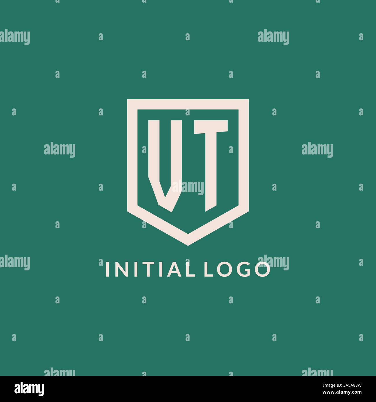 VT initial logo monogram shield geometric shape design vector graphic Stock Vector