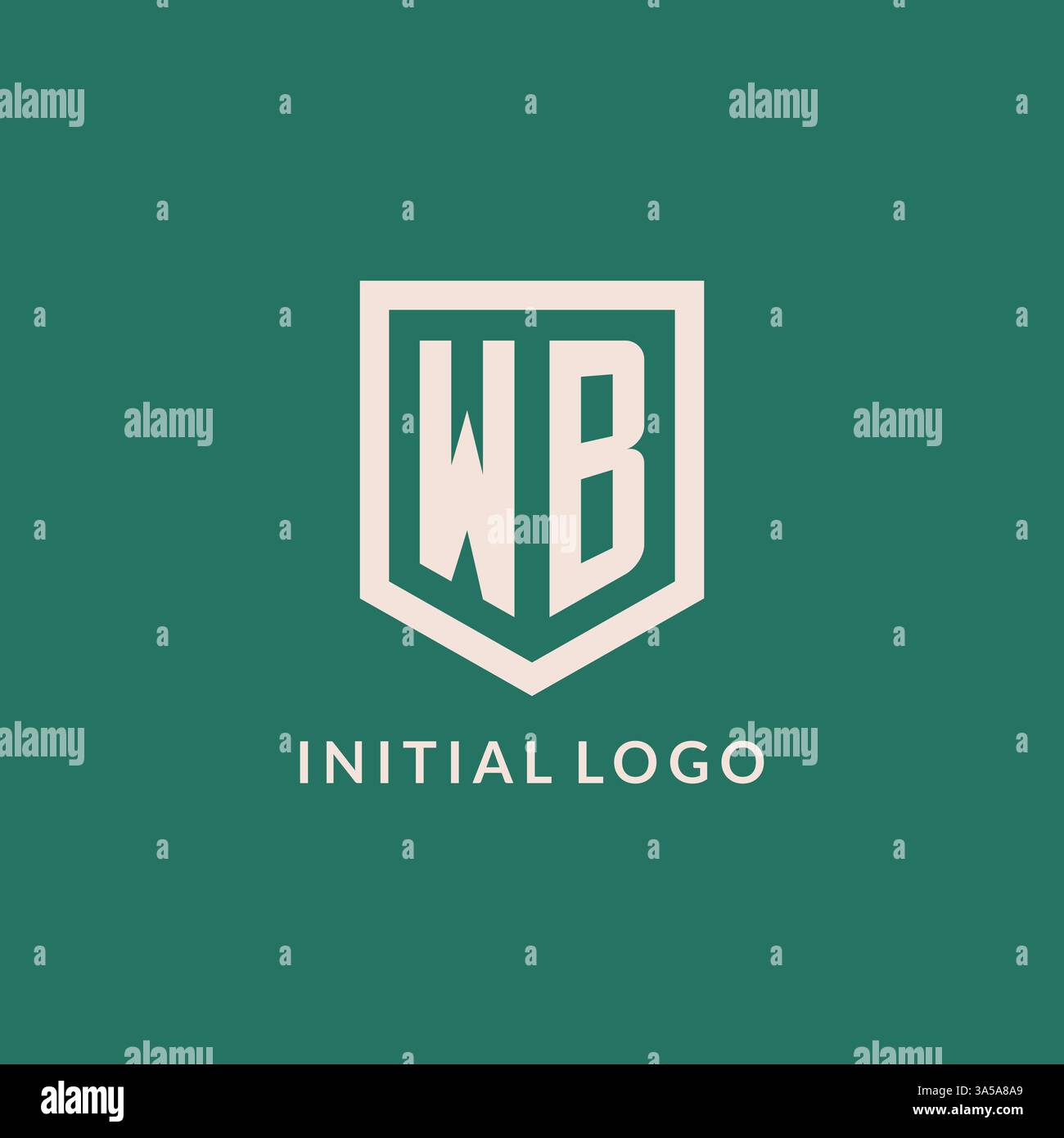WB initial logo monogram shield geometric shape design vector graphic Stock Vector